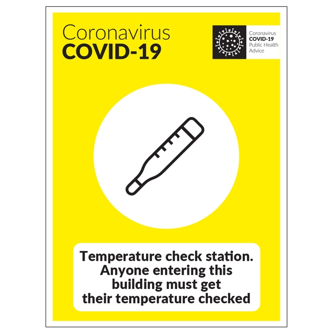 Coronavirus Temperature Check Entering Building Sign